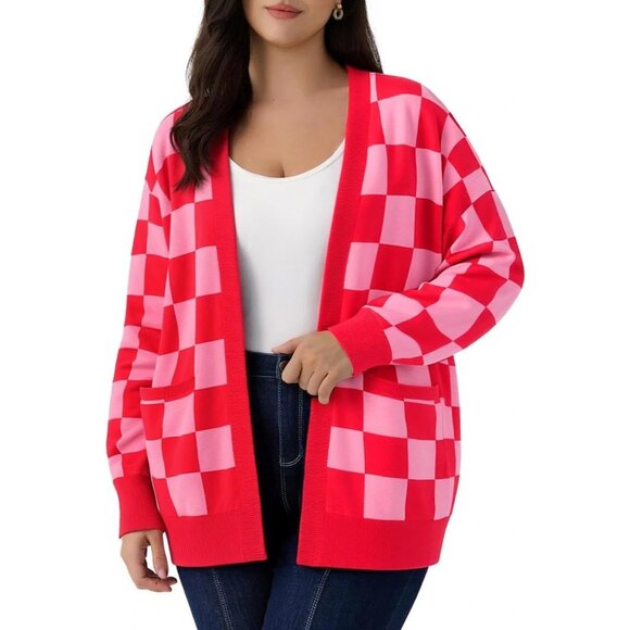 Oversized Plus Size Knit Cardigan with V-Neck - Perfect for Everyday Comfort - Picture 1 of 9